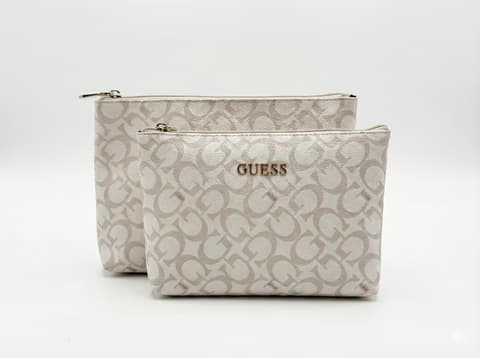 Guess Cosmetic Pouch Set Beige