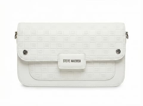 Steve Madden Logo Clutch White